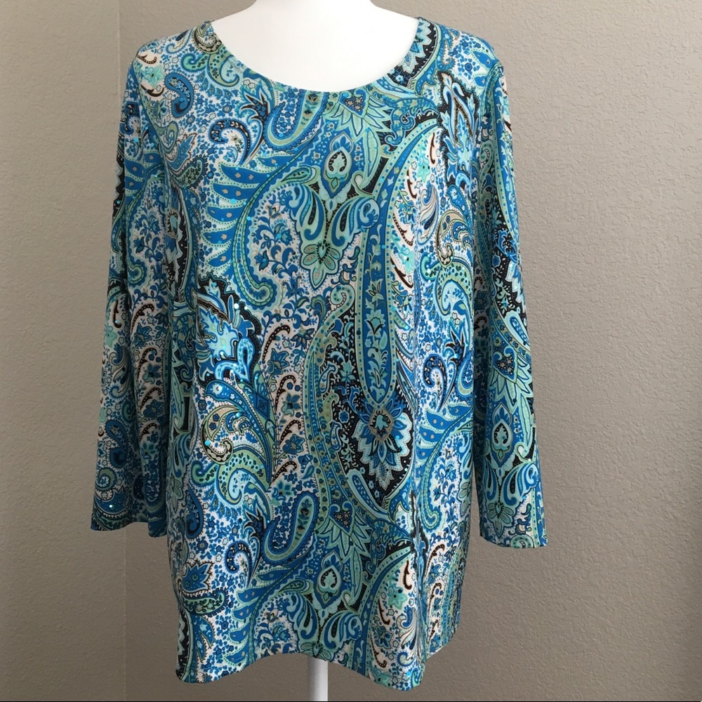 Brittany Black blue top size 1X
